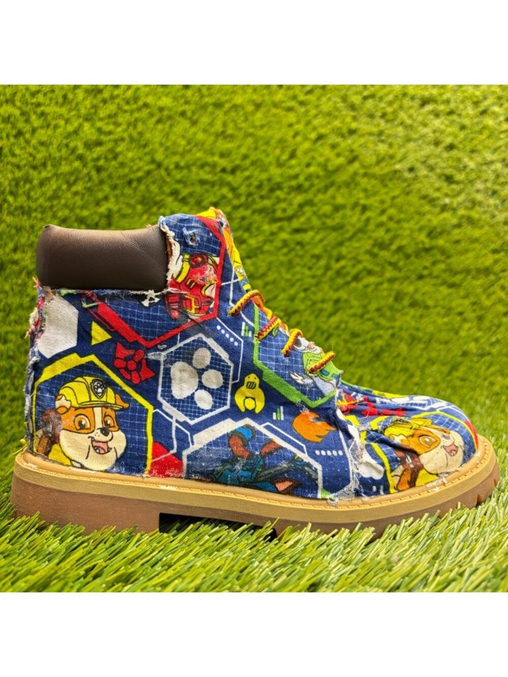 Timberland 6-Inch Premium Boys Size 13C Blue Red Athletic Outdoor Ankle Boots